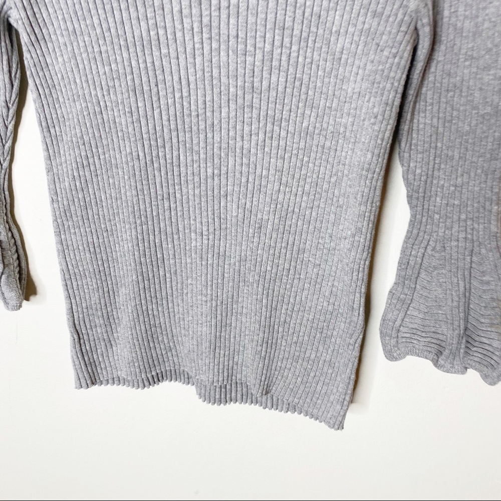 Michael Stars Gray Ribbed Crew Neck Sweater - Picture 3 of 9